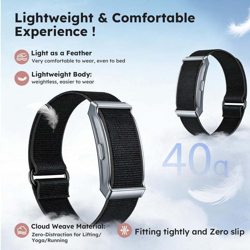 Smart Bracelet for Women and Men with 2 Bands, Screenless Fitness Tracker No Screen Lightweight for 100+ Sports IP68 Waterproof Wearable Activity Wristband Heart Rate Sleep Monitor Black