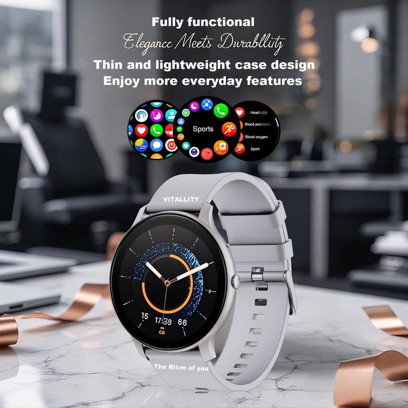 Smart Watch for Men Women (Answer/Make Calls), 128 Sports Modes, IP68 | Tracks heart rate & sleep. 15-min fast charging, 35-day battery. 128 sports modes, ideal for daily fitness tracking Pearl silver
