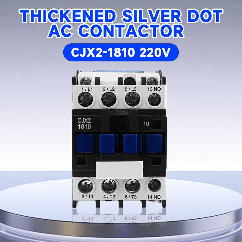 Buyweek AC Contactor 3P Motor Contactor CJX2-1810, AC Contactor 220 V, 50/60 Hz, Air Switch, Industrial Protection Against Leaks, Special Thickened Silver Point