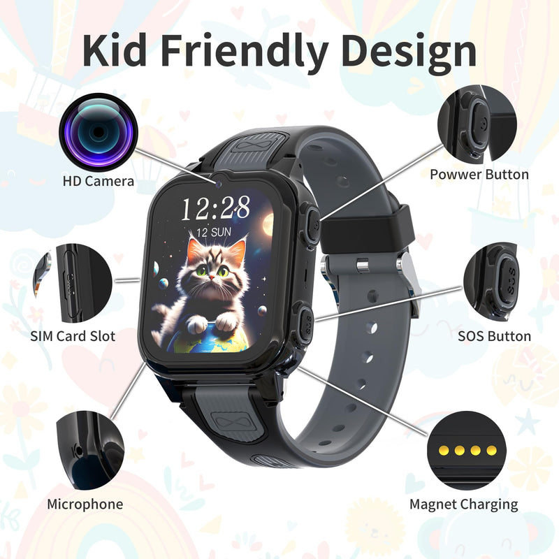 Citfis C6 Kids Smart Watch for Boys with GPS Tracker(Black)