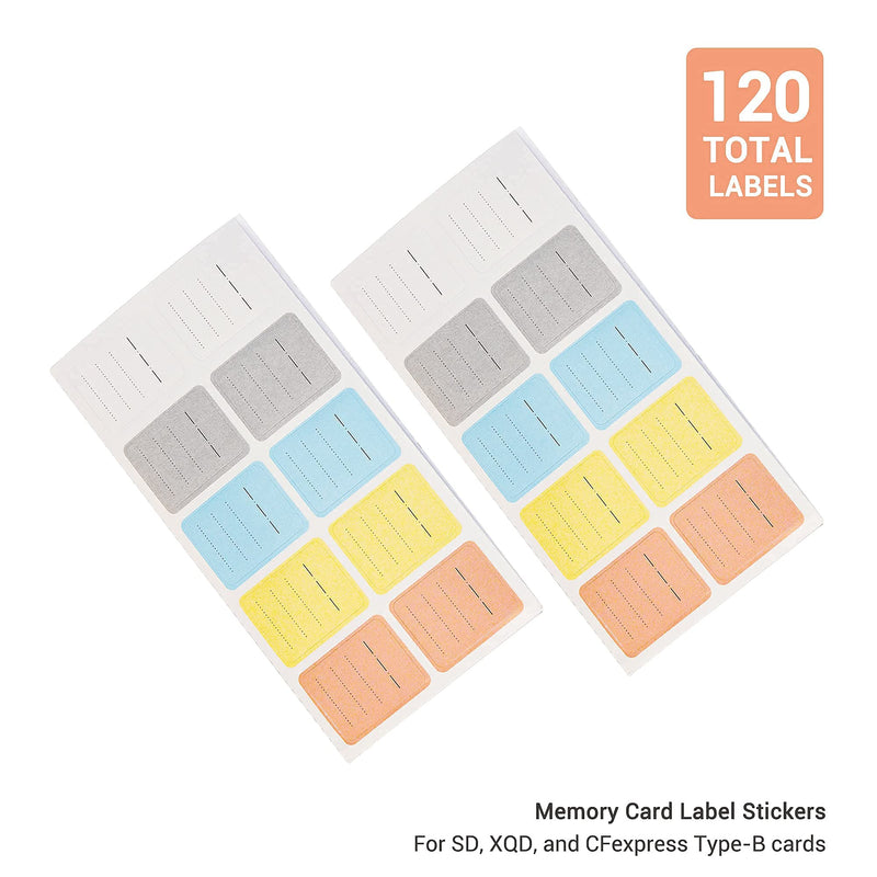 (120 Count) Multi-use Label Printable Stick-On Camera Memory Card Labels SD SDHC SDXC XQD CF CFexpress Type-B Card USB Flash Drive Removable Stickers Cards Mark Paper Labeler 120 Labels/Writable Style