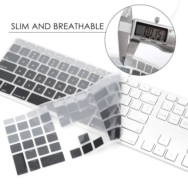 Allinside Ombre Grey Keyboard Cover for iMac Wired USB Keyboard A1243 MB110LL/B A1243: Rectangle Keys at First Line 03 Ombre Gray