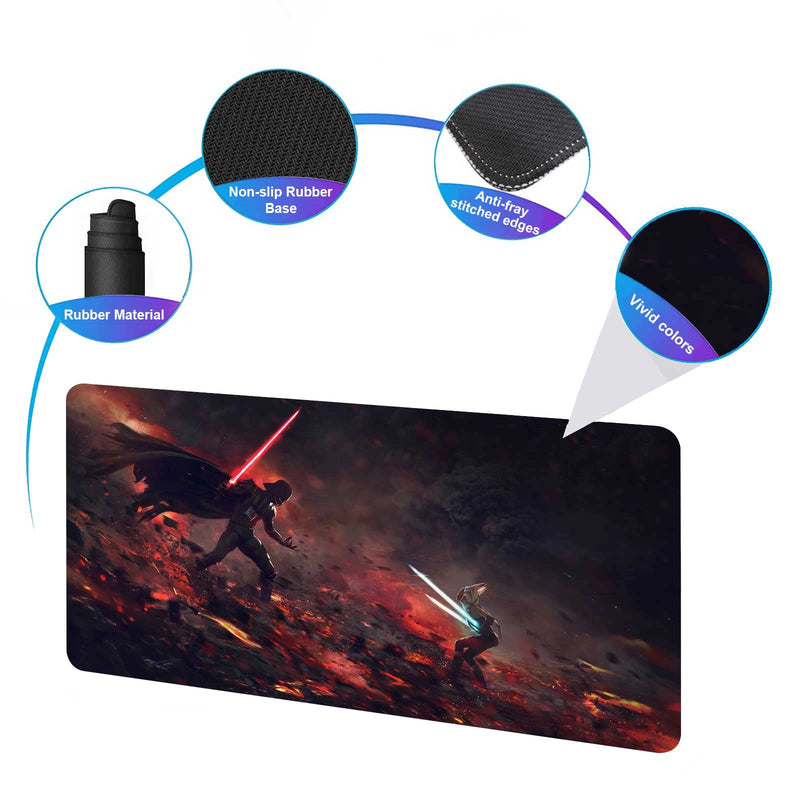 XXL Mouse Pad Ahsoka-Tano Vs Vader,Extra Large Gaming Mousepad Laptop Desk Mat,Non-Slip Rubber Base,Stitched Edges,Smooth Fabric,Computer Keyboard & Mice Combo Pads for Office Game 31.5x15.7 80x40 Ahsoka Tano Vs Vader