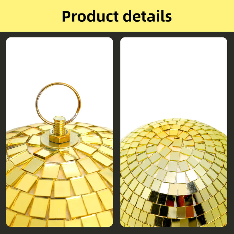 8 Inch Hanging Mirror Disco Ball: Gold Disco Balls Decorations Mirror Ball with Hanging Ring for Party Decor Home Events DJ Parties