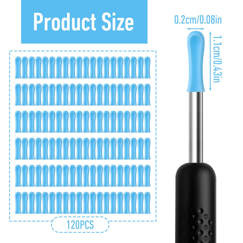 120 Pcs Ear Wax Removal Cleaner Tips,Ear Wax Removal Replacement Tips for Ears Camera, Silicone Ears Spoon Tip for Wet Dry Earspoon Accessories Set for Adult Earwax Remover Endoscope