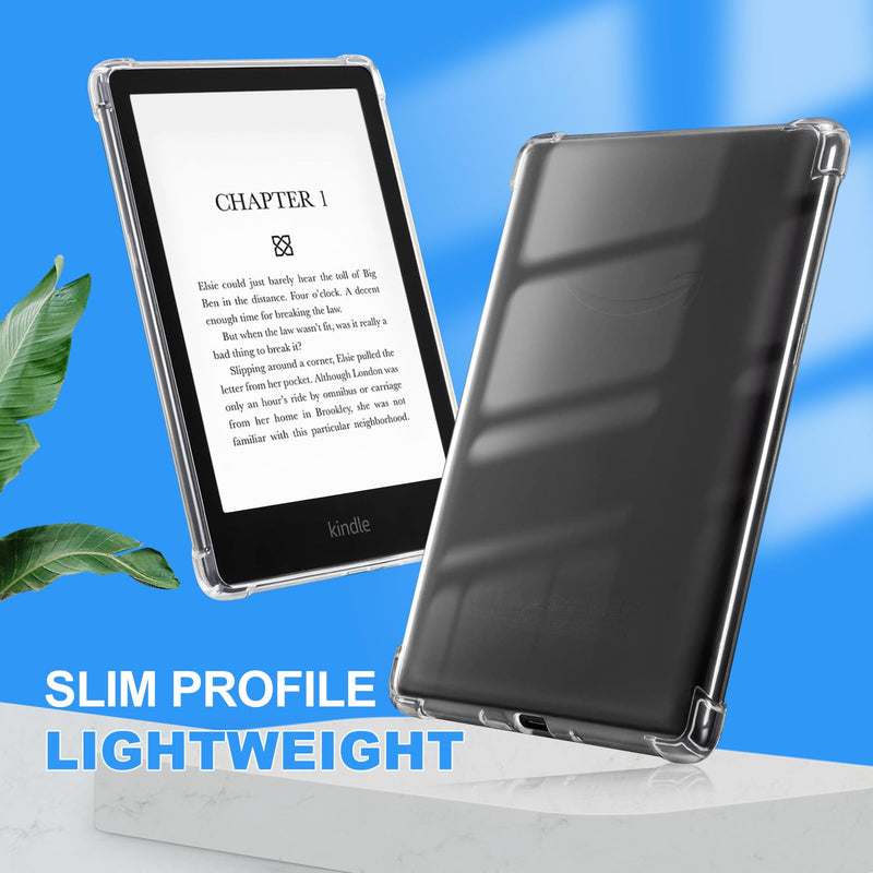 Clear Case for 6.8" Kindle Paperwhite (11th Generation-2021) and Kindle Paperwhite Signature Edition, Thin Slim Lightweight Scratch Proof Silicone Rubber TPU Back Cover - Transparent For 6.8" Kindle Paperwhite (11th Generation-2021)