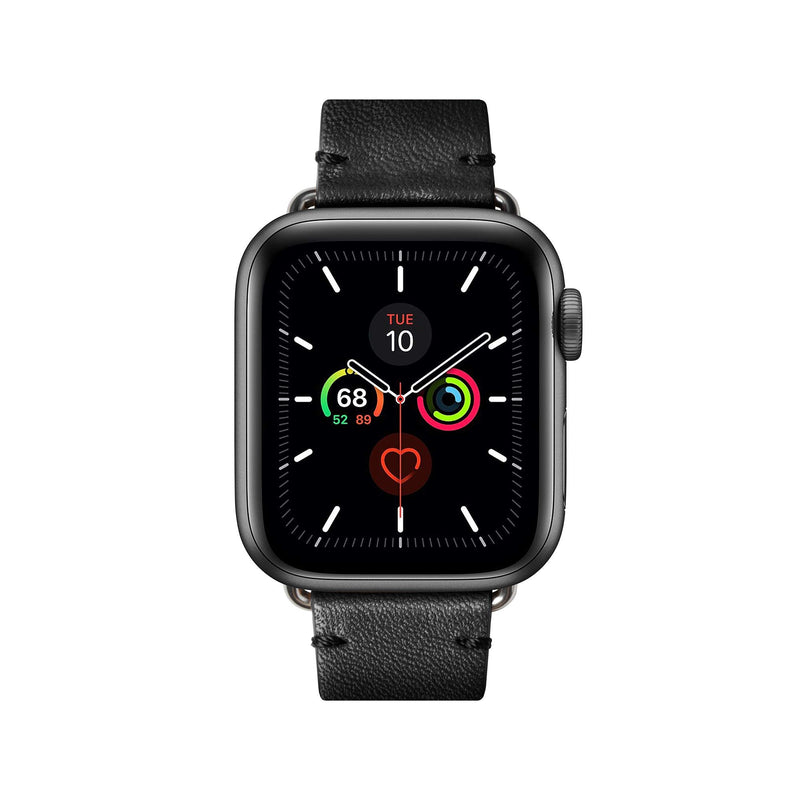 Native Union Classic Strap for Apple Watch 38/40/41mm – Genuine Italian Nappa Leather – Stainless Steel Hardware with Soft Nubuck Leather Backing Compatible with Series 1-10, SE, SE 2 & Ultra (Black) Shark Black 40mm