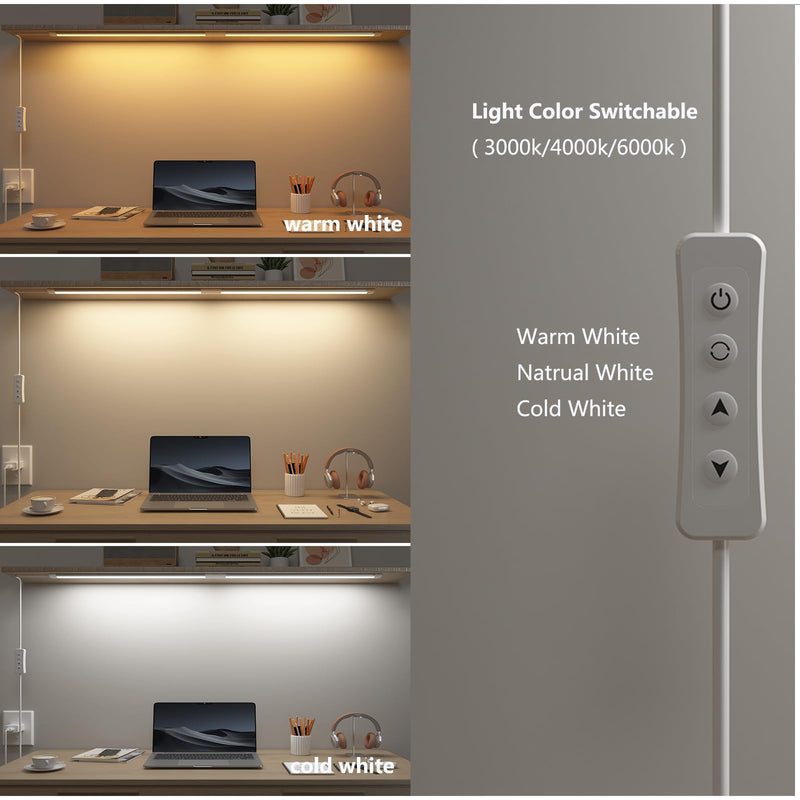 LED Under Cabinet Lighting USB Plug in Cabinet Lights,3 Levels CCT(3000K/4000K/6000K),Ultra-Thin 12Inch - 2X Dimmable Indoor Light Bar Linkable for Under Counter,Desk,Shelf,Closet,Workbench,8W,720LM 12''-2x-LED Bars