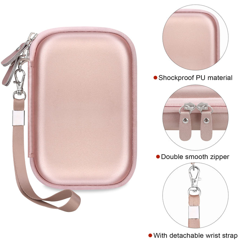 Canboc Hard Drive Carrying Case Compatible with Western Digital Elements WD My Passport, Canvio Basics, Seagate Backup Plus Slim 1TB 2TB 3TB 4TB External Hard Drive USB 3.0 Portable HDD, Rose Gold