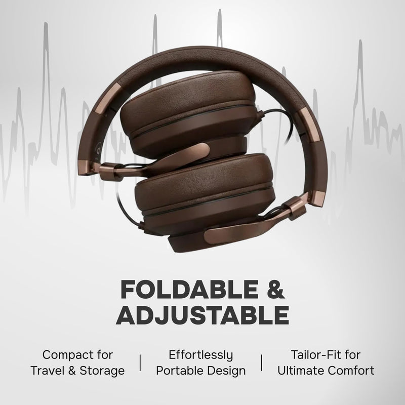 [AUSTRALIA] - ARTIX Over Ear Headphones Wired with Microphone and Volume Control, Foldable Noise Isolating Headset with Deep Bass for School, Laptop, Computer, Chromebook, Tablet, Travel (3.5mm Jack) Mocha Mousse 