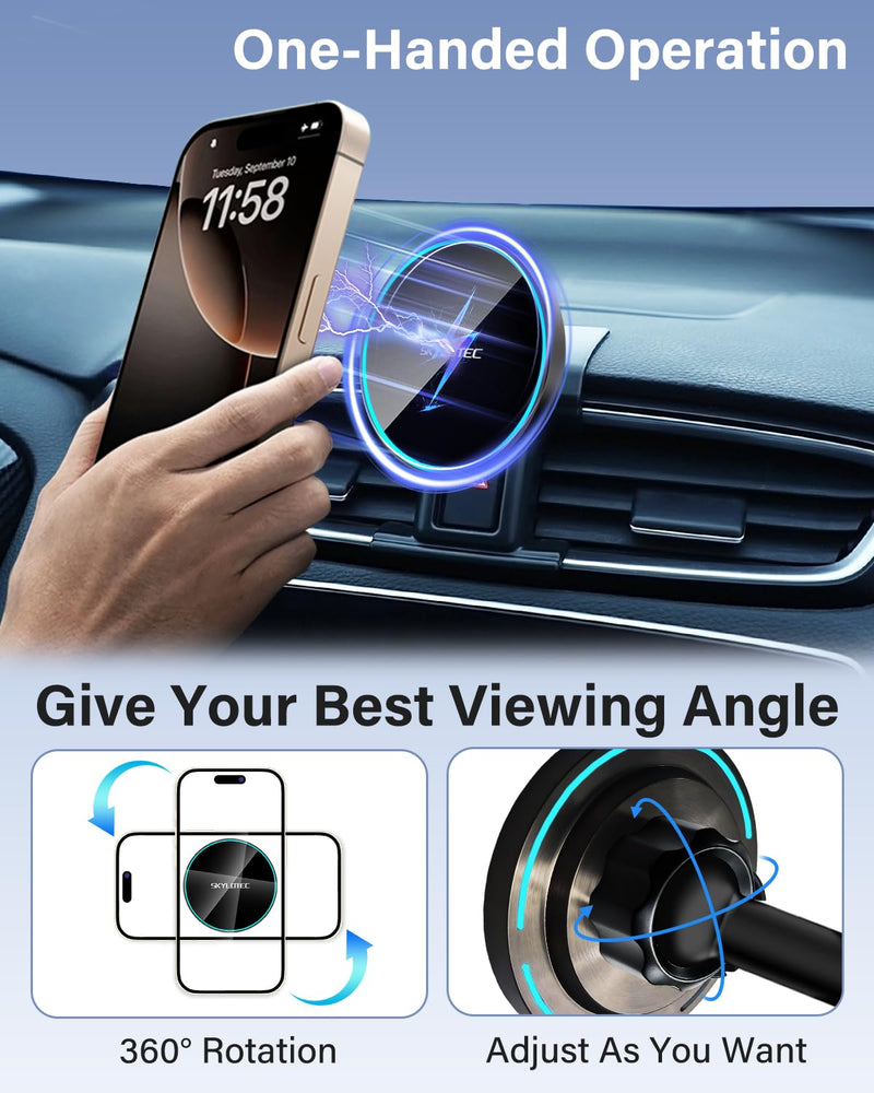 SKYLOTEC Magnetic Charger Phone Mount for Honda Civic 2016-2021 | for 15W Magsafe Car Mount Charger Civic Accessories, 7/8 inch Screen Cradles Strong Magnets for iPhone Samsung
