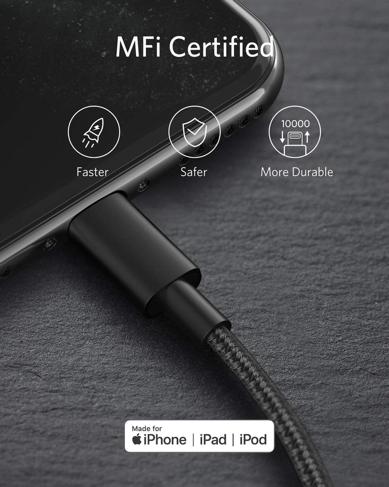 Anker New Nylon USB-C to Lightning Charging Cord for [3.3ft MFi Certified] for iPhone 13 13 Pro 12 Pro Max 12 11 X XS XR 8 Plus, AirPods Pro, Supports Power Delivery (Black) (Pack of 2) 3.3 feet (Pack of 2) Black