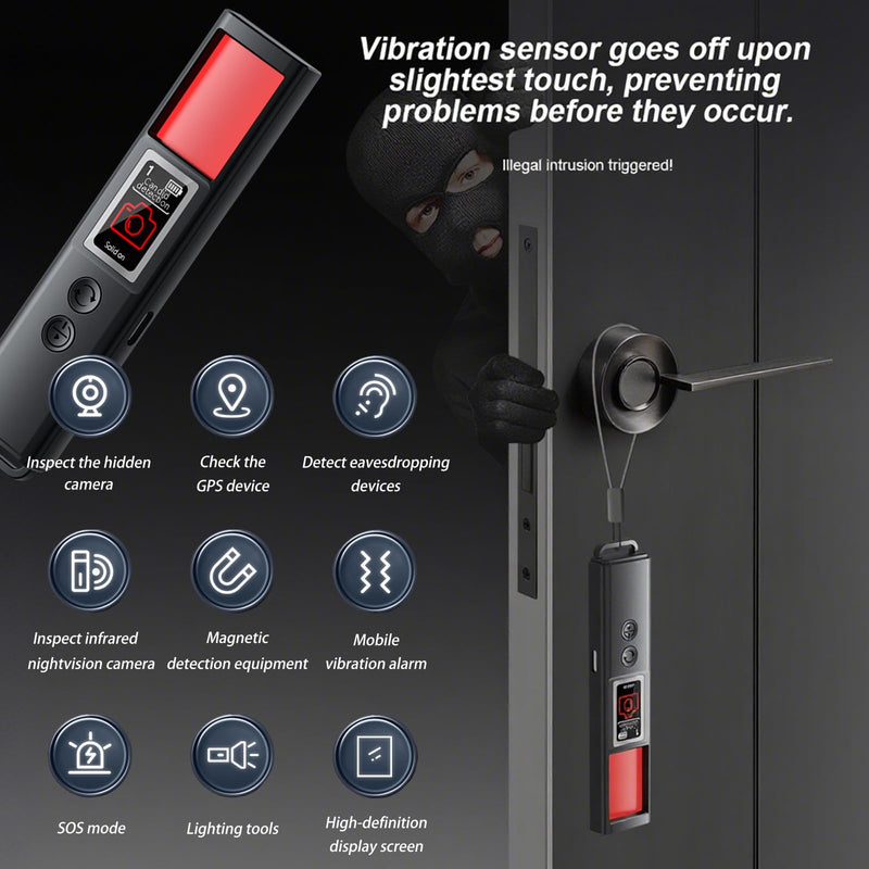 Hidden Camera Detectors, Spy Camera Detectors, 2025 Upgraded Device Finder for Hotels Car Office Home Travel Meetingroom, Signal Scanner Mini Design, 8 Levels Sensitivity 9 Modes, 25H Working Time Black