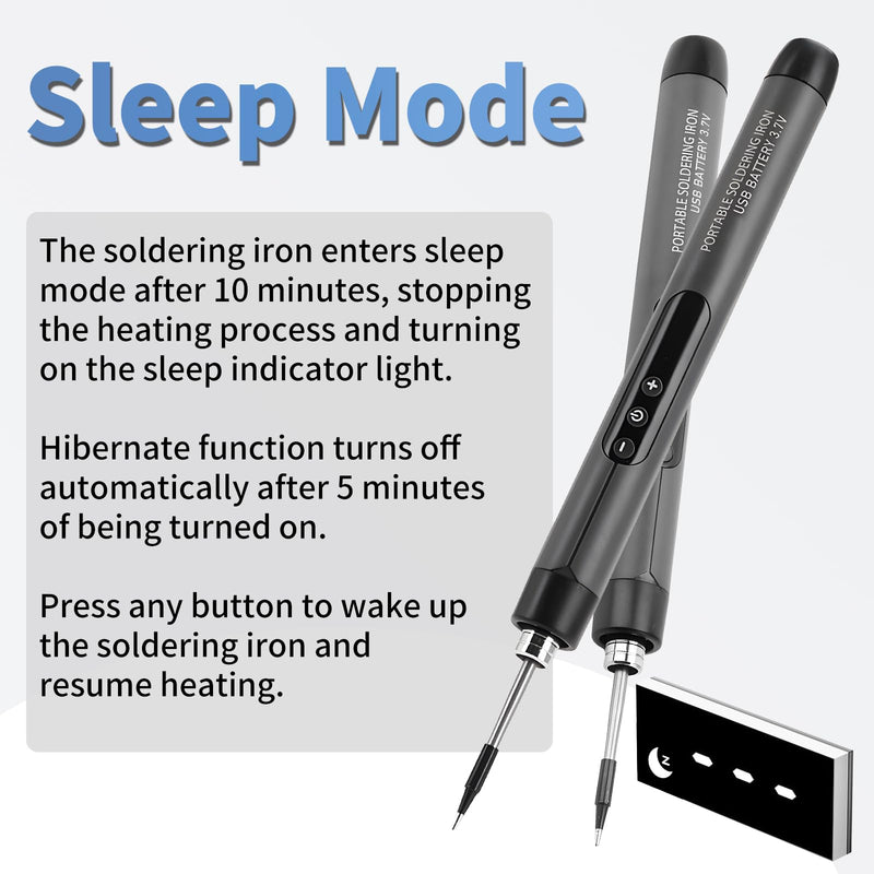 diymore Battery Soldering Iron Set, USB Wireless Soldering Iron Set, 5 Gears Temperature Adjustable 260 ℃-420 °C, 3 Soldering Tips, Soldering Wire, Soldering Paste, Soldering Iron Battery for Repair