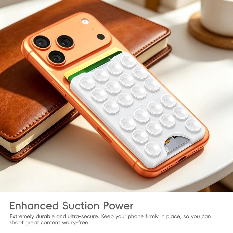 Silicone Suction Cup Card Holder Suitable for Phone Cases, Phone Wallet Stick to The Back of The Phone, Can Hold Up to 3 Cards, Suitable for Selfies and Videos, 2.28"x3.54" (Chalk Pink) Chalk Pink
