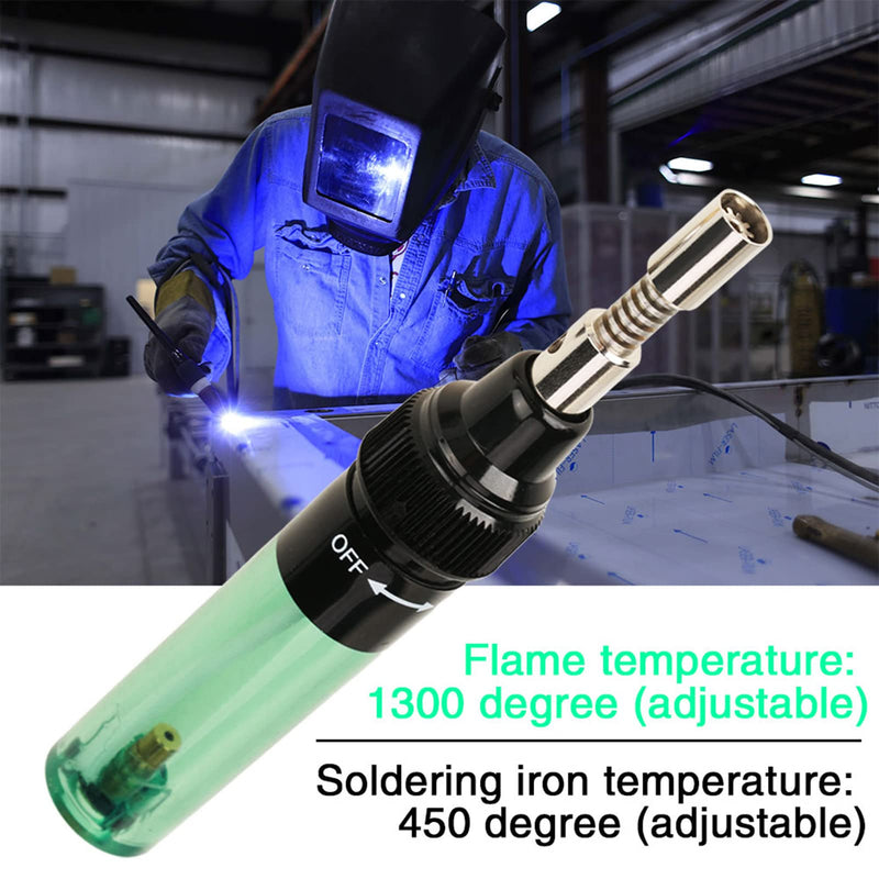 Gas Soldering Iron, Cordless Butane Gas Burner, Soldering Iron Gun Welding Pen Tool 1300 (Green)