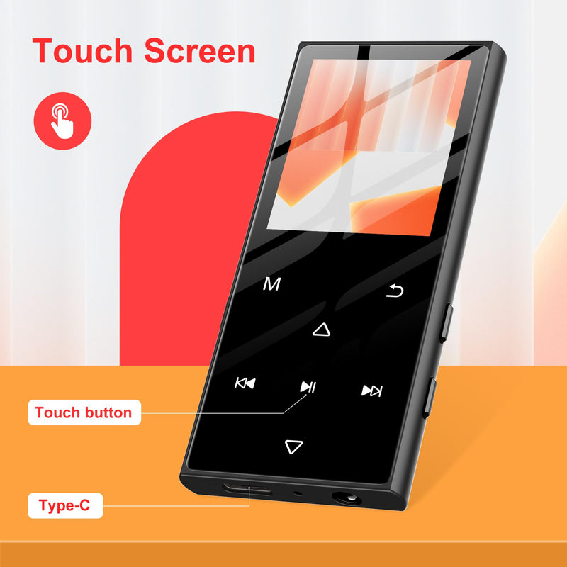 128GB MP3 Player with Bluetooth 5.3 - SWOFY D50 Music Player with Built-in HD Speaker, FM Radio, Voice Recorder, HiFi Sound, E-Book, Earphones Included