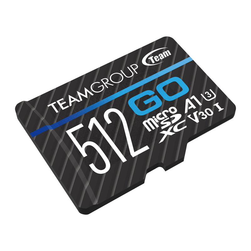 TEAMGROUP GO Card 512GB Micro SDXC UHS-I U3 V30 4K, R/W up to 100/90 MB/s for GoPro & Action Cameras High Speed Flash Memory Card with Adapter for Outdoor, Sports, 4K Shooting TGUSDX512GU303