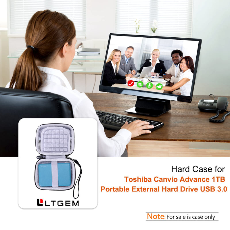 L LTGEM EVA Hard Case for Toshiba Canvio Advance 1TB / 2TB / 4TB Portable External Hard Drive USB 3.0 - Travel Protective Carrying Storage Bag