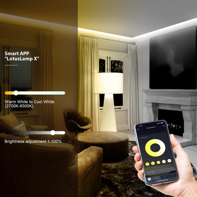 [AUSTRALIA] - Wefomey COB LED Strip Light White, Dimmable 2700K-6500K High Density 6080LEDs 24V Flexible LED Tape Light with Remote and APP Control, for Under Cabinet Bedroom Kitchen DIY Lighting,1 Rolls of 32.8ft 32.8FT-2700K-6500K Tunable White 
