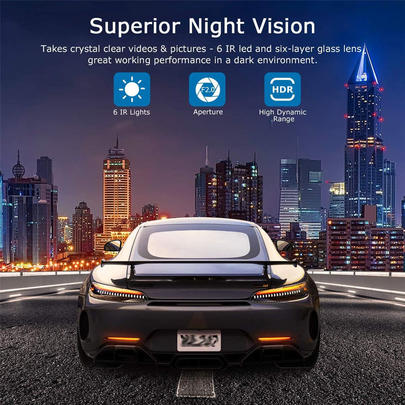 Car on-Dash Mounted Cameras 1440P Full HD Car DVR Dashboard Camera Video Recorder in Car Camera Dashcam for Cars 170 Wide Angle WDR with 3.0" LCD Display Night Vision and G-Sensor H19-black