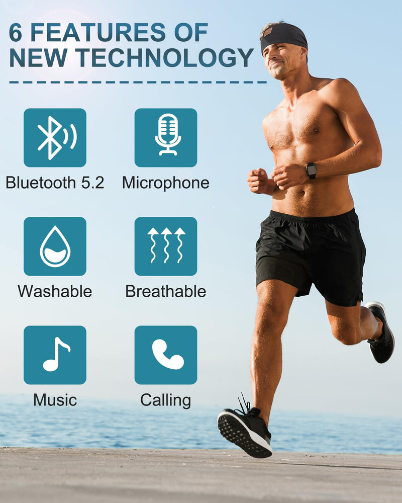 [AUSTRALIA] - 2-Pack Headband Headphones, Sleeping Headphones with Ultra-Thin HD Stereo Speaker, Bluetooth Headband Wireless for Sports, Workouts, Insomnia, Yoga, Air Travel, Meditation 