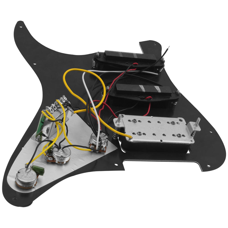 [AUSTRALIA] - 11-Hole 3-Ply SSH Prewired Loaded Pickguard Humbucker Pickups Set Compatible with Fender Stratocaster Squier Electric Guitar (3Ply Black Pearl) 3Ply Black Pearl 