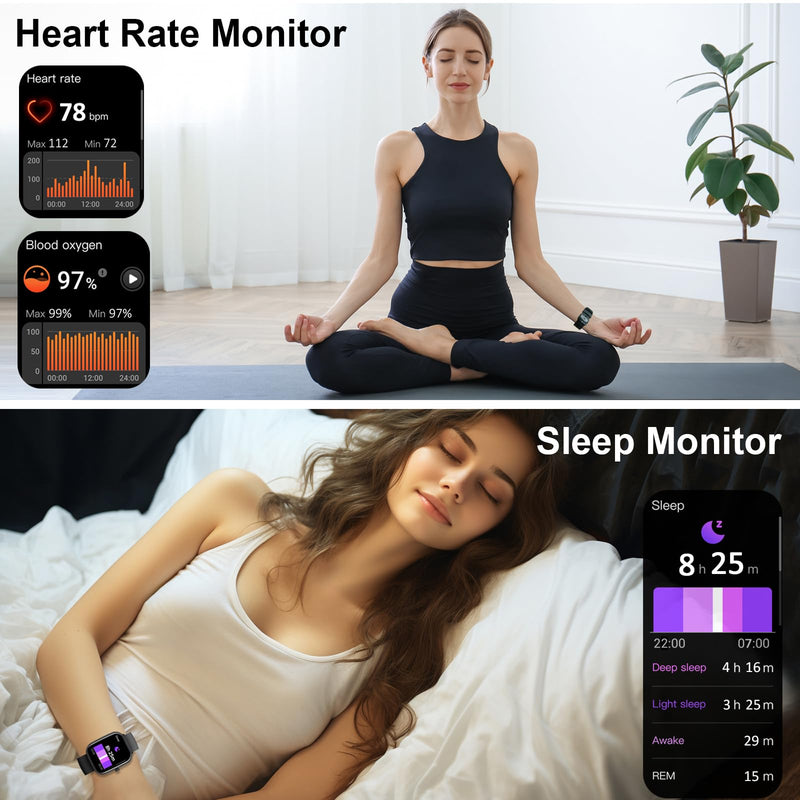 2026 New 1.91" HD SmartWatch, Fitness Watch with 120+ Sport Modes, Smart Watch for Men Women (Answer/Make Call), IP68 Waterproof, Heart Rate/Sleep Monitor, Pedometer, Activity Tracker for Android iOS Morden Black