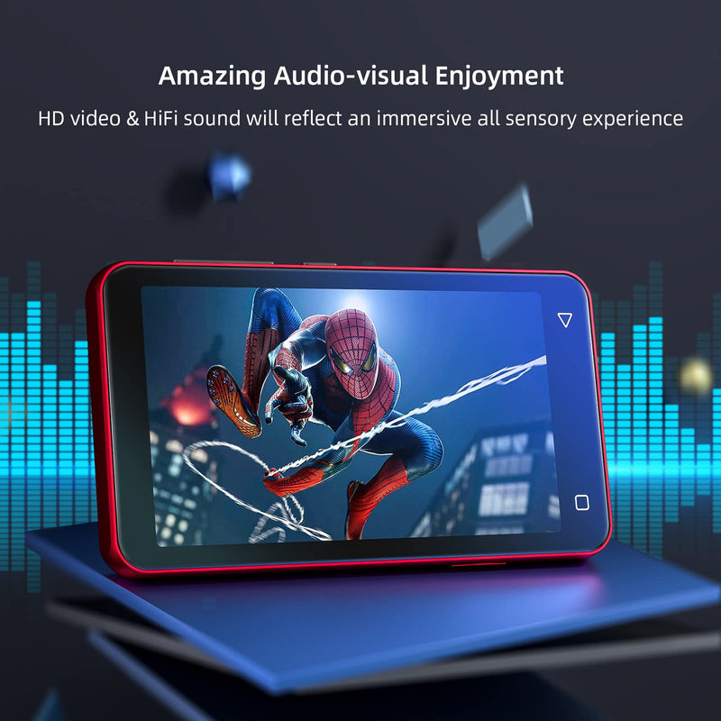 [AUSTRALIA] - MP3 Player with Bluetooth and WiFi,MP3 Player with Spotify,Spotify Kids,Audible,Pandora,Amazon Music,4" Music Player MP4 Up to 1TB(80GB,Red_Black) 80GB Red 
