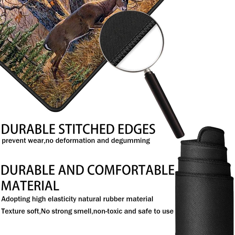 Extended Mouse Pad Large Gaming Mouse Pad Computer Keyboard Mouse Mat Non-Slip Rubber Base for Game Players, Office, Study + Cup Coaster ,Animal Deer FD-mouse pad-9