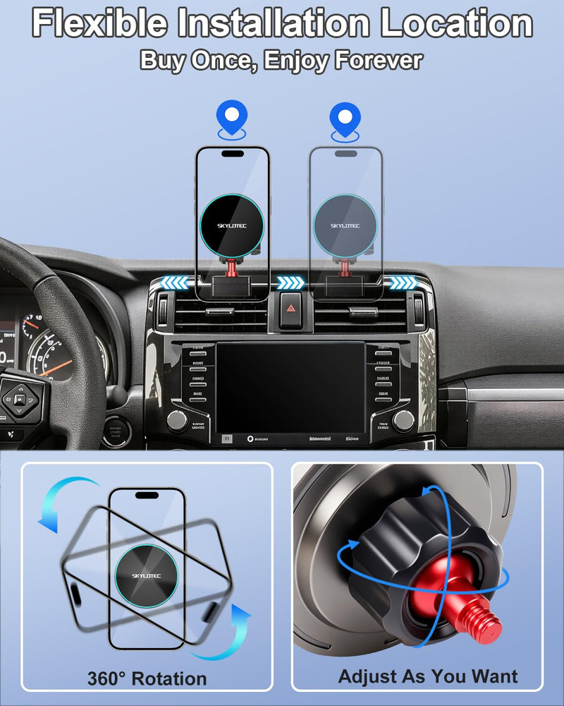 SKYLOTEC Magnetic Wireless Charger Phone Mount for Toyota 4Runner 2010-2024 | 5th Gen 4runner Cell Phone Holder Accessories, Dashboard Mount Cradles, Strong Magnets for MagSafe & iPhone Samsung
