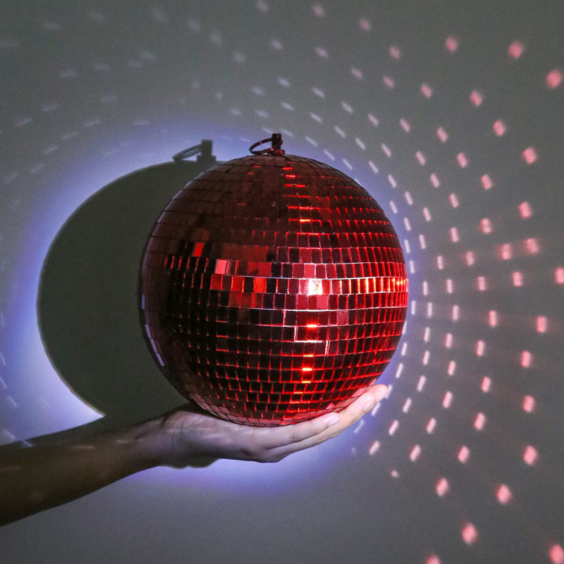 8 Inch Mirror Ball for Disco DJ Club Party Wedding Home Decor, Muscab Disco Ball with Hanging Ring, Red 8 Inch Red-1
