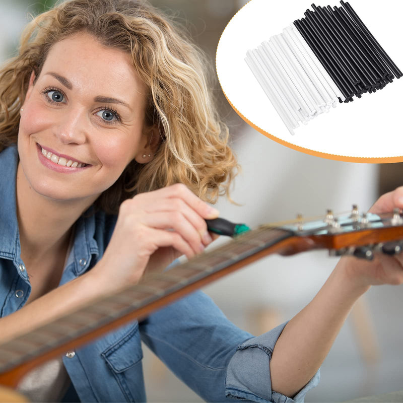 100 Pcs 50 x 2 mm Guitar Fingerboard Side Marker Fingerboard Side Dot with 2 mm Diameter Drill Bit Tools and a Box Music Instrument Inlay Dots Bass Guitar Kit Performance Accessory for Beginners