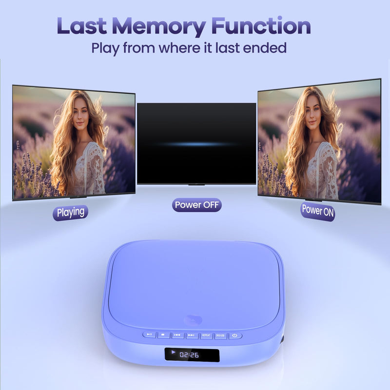 [AUSTRALIA] - DVD Players for TV Desobry Mini DVD Player HDMI RCA Output 1080P HD All Region Free DVD CD Player with Remote Control, Compact Disc Player for Smart TV Support USB/TF Card, PAL/NTSC 
