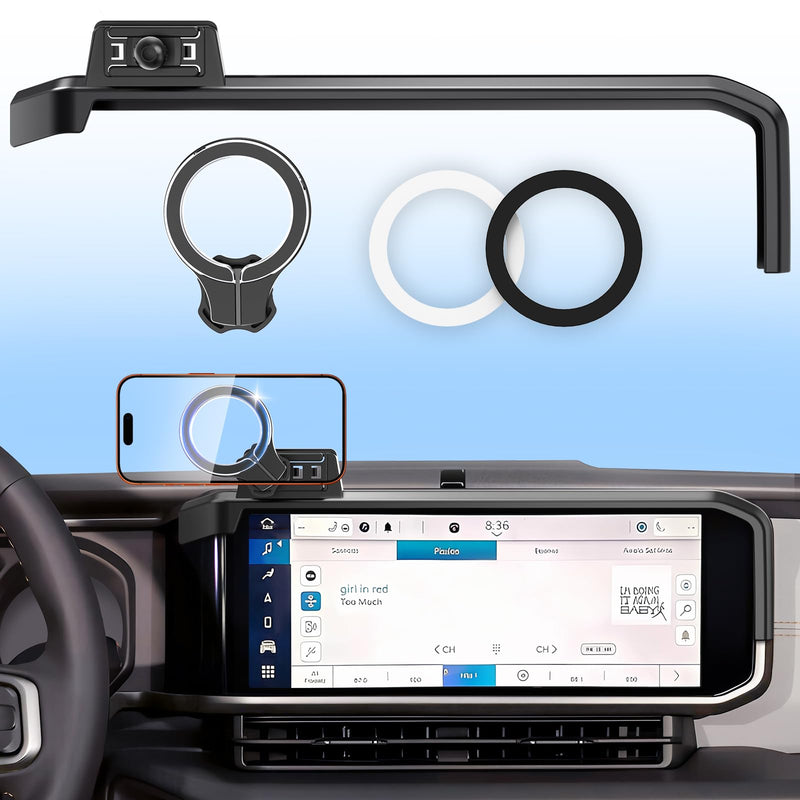 Magnetic Phone Mount Holder for Jeep Wrangler JL/4xe & Gladiator JT 2024 2025 2026, 12.3 Inch Clip-On, No Block Screen for Landscape, Sturdy for Off-Road, Cell Car Holder for MagSafe iPhone & Samsung