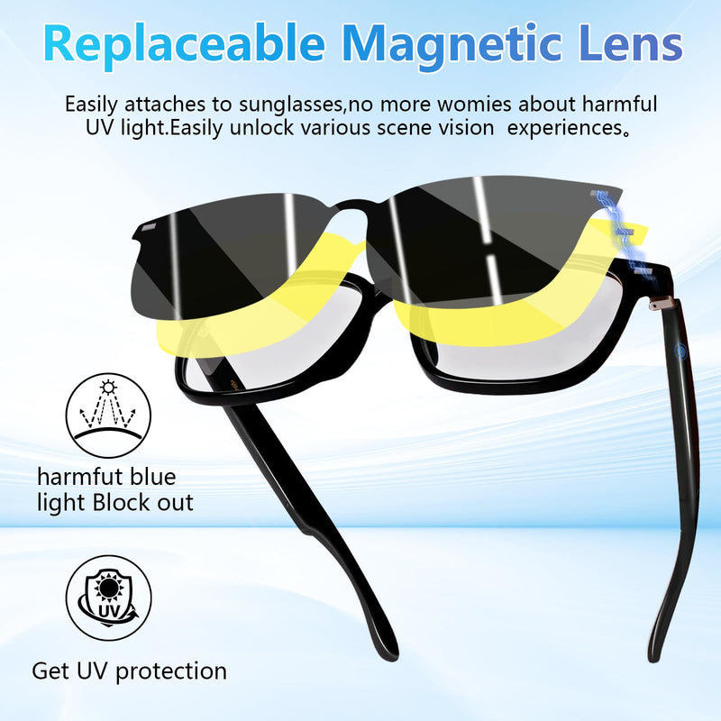 AI Smart Glasses, Bluetooth Smart Translation Glass with 115 Language, with Magnetic Lens,AI Chat,Voice & Video Conversation Translation, Real-Time Voice Translator Sunglasses for Men Women (T08-S3)