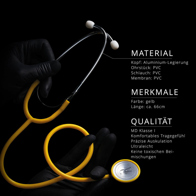 Flat Head Stethoscope, Med-Comfort, Yellow, Pack of 1 - High Quality Stethoscope for Doctors and Nurses