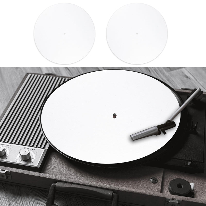 2pcs Record Player Felt Mats, 12 Inch Anti-Slip Anti-Static Turntable Slipmat Felt Record Player Protective Mat Pad Replacement for Phonograph LP Vinyl Record Player, Improves Sound (White)
