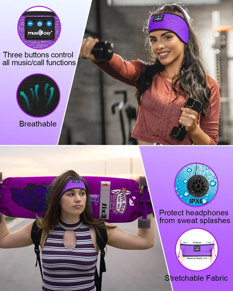 [AUSTRALIA] - Lullaband Sleep Headphones Headband, Ultra-Long Play Time Sleeping Headphones with Built in HD Hi Fi Speakers, Perfect for Sleep, Workout, Yoga, Travel, Meditation Dark Purple 