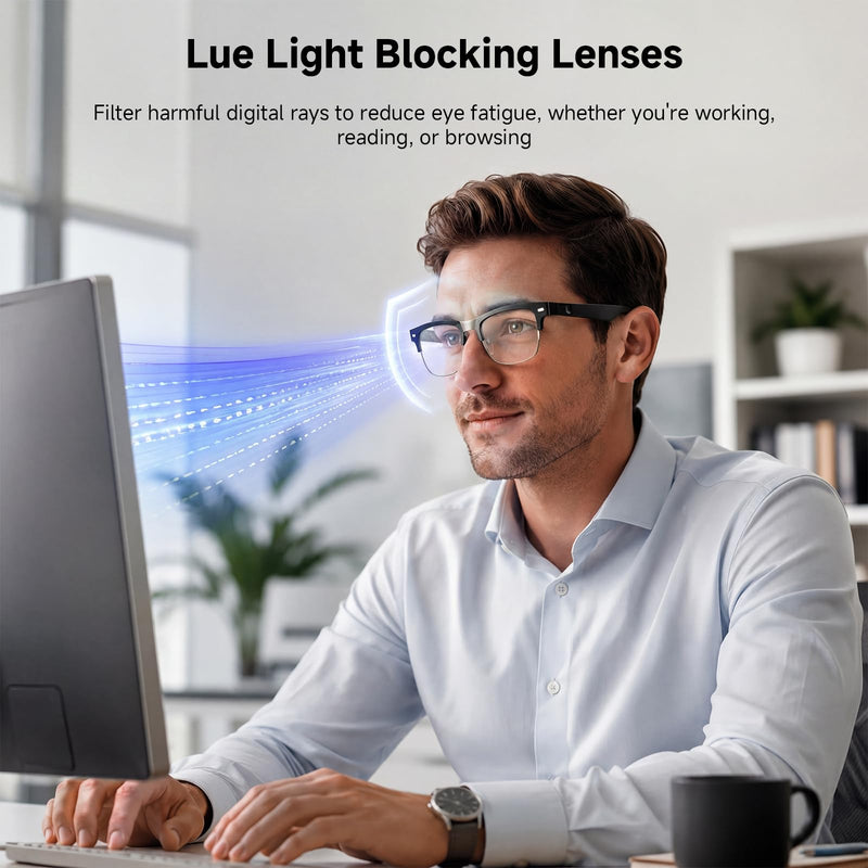 2026 New AI Smart Glasses with Live Translator, Bluetooth 5.4 Music & Hands-Free Calls, 164+ Languages, Open-Ear Audio, 6 Hours Playtime, Photochromic Lenses, Wearable Tech for Men & Women, Black
