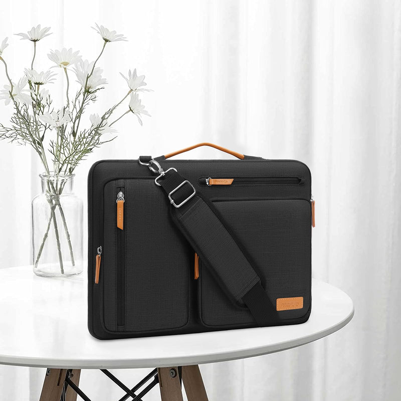 [AUSTRALIA] - MOSISO 360 Protective Laptop Shoulder Bag,15-15.6 inch Computer Bag Compatible with MacBook Pro 16, HP, Dell, Lenovo, Asus Notebook,Side Open Messenger Bag with 4 Zipper Pockets&Handle, Black 16 inch 