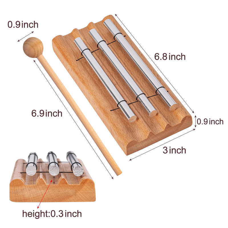 Natural Wood Durable Meditation Chimes, Mindfulness Single/Trio Hand Bell, Music Classroom Supplies Teacher Tools, Percussion Instrument Reminder for Prayer Yoga Eastern Energies Music Eid Trio
