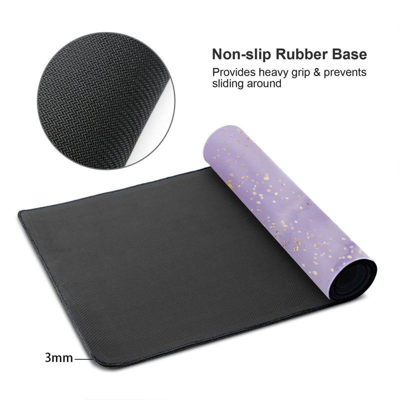 Purple Gold Marble Mouse Pad Gaming XL Large Mousepad Pretty Desk Mat for Women and Girls Long Extended Big Keyboard Pads Table Accessories for Gaming and Office 31.5 X 11.8 Inch Purple Gold Splatter One Size