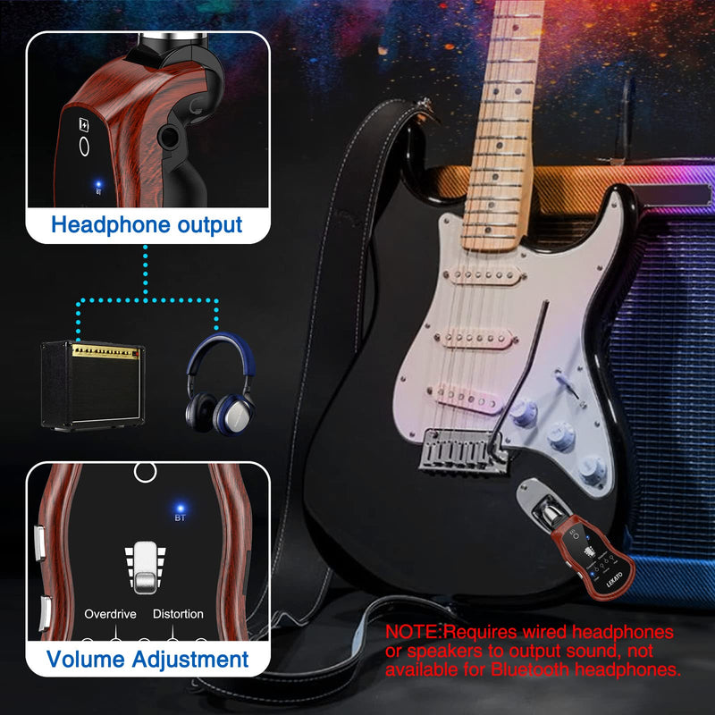 [AUSTRALIA] - LEKATO Guitar Headphone Amp,Micro Electric Guitar Headphone Amp for Electric Guitar&Bass Rechargeable Bass Headphone Amplifier for Practice with 5 Effects(Clean Chorus Overdrive Distortion and Wah) 