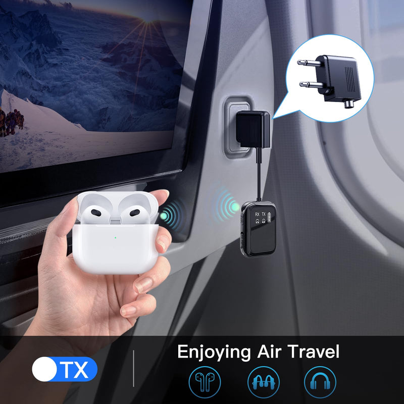 [AUSTRALIA] - Bluetooth 5.4 Transmitter Receiver, Low-Latency for Gaming/TV/PC/Gym,2-in-1 Dual Mode for 2 Devices,Ideal for Airplane Travel, aptX Adaptive HD Audio, Wear-Resistant Ultra-Ceramic Black 