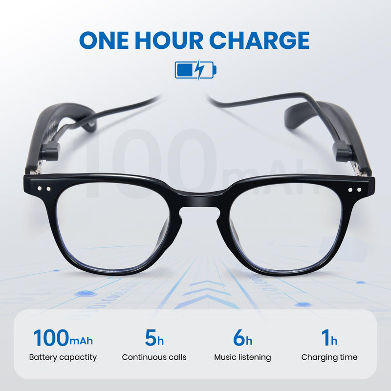 Cyxus AI Smart Photochromic Glasses, Meeting Transcription & Summaries 144 Language Translator 11h Playtime Voice Control HD Calls Business Travel AI8324 Black Frame-Photochromic Lens-Translation, Meeting Transcription & Summaries