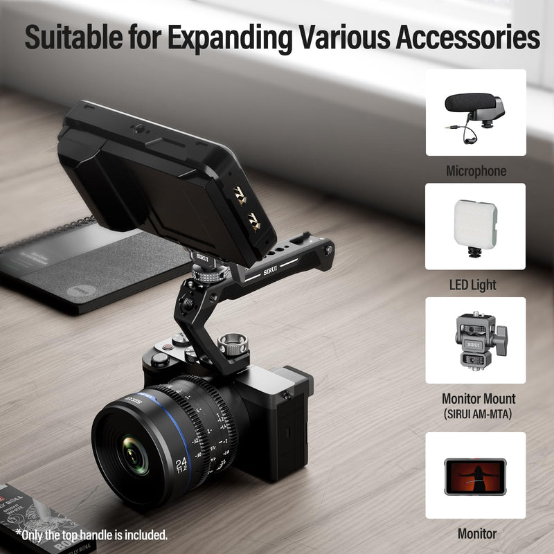 SIRUI Cold Shoe Mount Camera Top Handle, Universal Camera Cage Top Hand Grip with Anti-Off Designed Cold Shoe Adapter, and Multiple Mounting Points, AM-THC