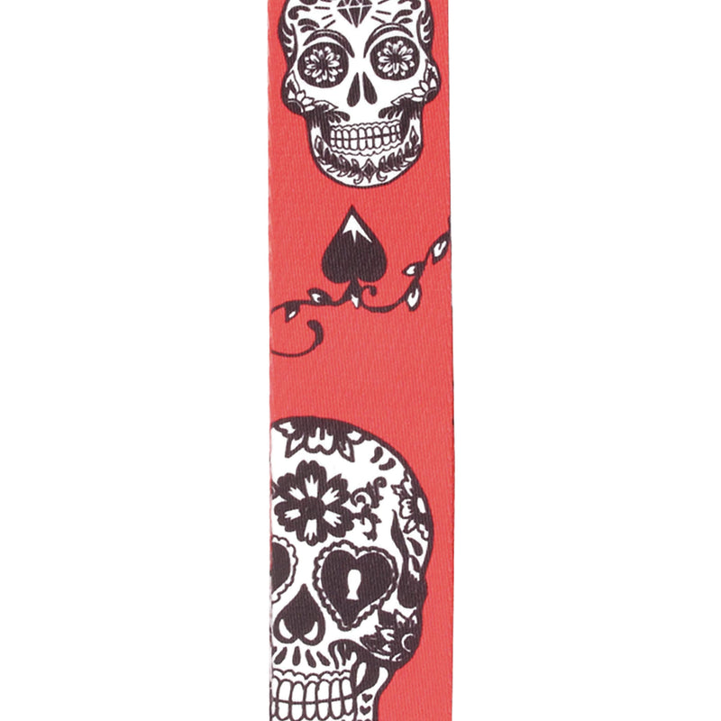 Planet Waves D'Addario Accessories Guitar Strap - Guitar Accessories - Electric Guitar Strap Sugar Skulls - Red