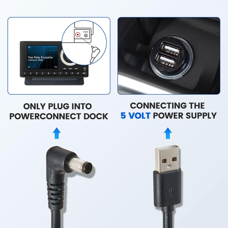 Anina 6.5ft USB Power Cord Cable with 4.7mm Diameter for Onyx Stratus Sirius XM Radio, 5V Charger Connector for PowerConnect Receiver SXDPIP1 XDPIV1 XAPV2 XMP3i LV1 SADV2 XAPV2 SXIV1 SXDV3 Cradle Dock