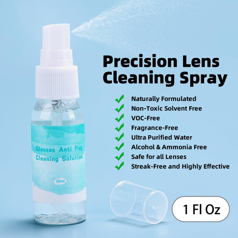 Glasses Cleaning Kit Eyeglass Cleaner, Anti Fog Lens Cleaner Spray with Microfiber Lens Cleaning Cloth, Eye Glass Repair Kit with Screws and Screwdriver, Nose Pads, Portable Glasses Cleaner Tool Light Black